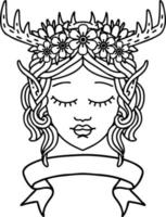 cara de personaje druida elfo con ilustración de banner vector