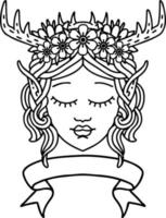 elf druid character face with banner illustration vector