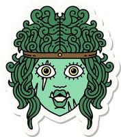 orc barbarian character face sticker vector