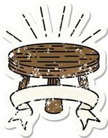 grunge sticker of tattoo style wooden stool vector