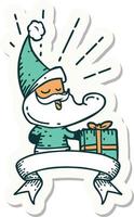 sticker of tattoo style santa claus christmas character vector