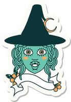 half orc witch character face sticker vector