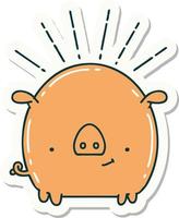 sticker of tattoo style pig character vector