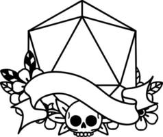 natural one d20 dice roll illustration vector