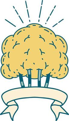 banner with tattoo style tree