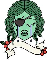 crying orc rogue character face illustration vector