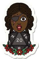 human rogue with natural twenty dice roll sticker vector