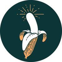 icon of tattoo style peeled banana vector