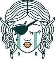 crying elf rogue character face illustration vector