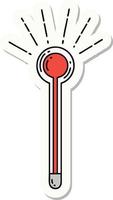 sticker of tattoo style glass thermometer vector