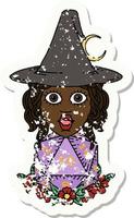 human witch with natural twenty dice roll illustration vector