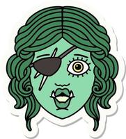 orc rogue character face sticker vector