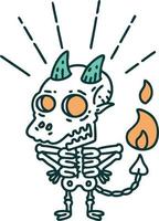 traditional tattoo style skeleton demon character vector