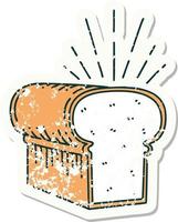 grunge sticker of tattoo style loaf of bread vector