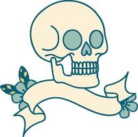 tatuaje con estandarte de una calavera vector