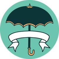 icon with banner of an umbrella vector