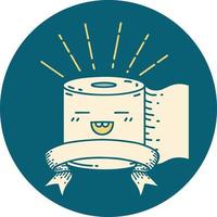 icon of tattoo style toilet paper character vector