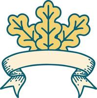tattoo with banner of a leaf vector