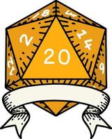 natural 20 critical hit D20 dice roll illustration vector