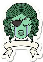 crying orc rogue character face sticker vector