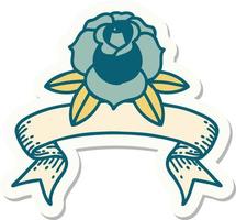 tattoo sticker with banner of a flower vector