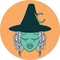 icono de cara de personaje de bruja medio orco vector