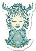elf druid character with nautral twenty dice roll sticker vector