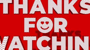 tack för tittar på 3d brev faller på röd golv, företag profil presentation intro, 3d tolkning video