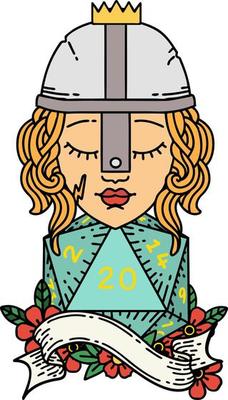 human fighter with natural twenty dice roll illustration