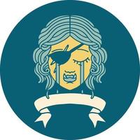 crying orc rogue character face illustration vector