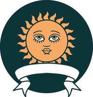 icon with banner of a sun with face vector