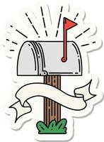 sticker of tattoo style closed mailbox vector