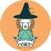 crying human witch with natural one roll icon vector