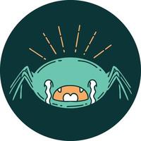 icon of tattoo style crying spider vector