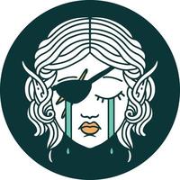 crying elf rogue character face icon vector