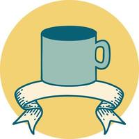 icon with banner of cup of coffee vector