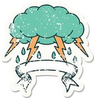 grunge sticker with banner of a storm cloud vector