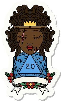 human barbarian with natural twenty dice roll sticker