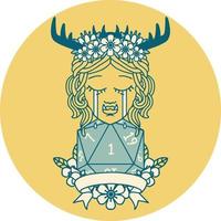 crying orc druid character with natural one roll illustration vector