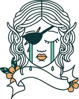 crying elf rogue character face illustration vector