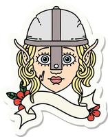 elf fighter character face sticker vector