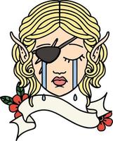 crying elf rogue character face illustration vector