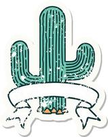 pegatina grunge con pancarta de un cactus vector