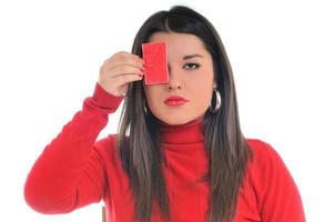 mujer vestida de rojo foto