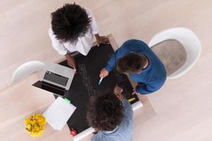 top view of Multiethnic startup business team on meeting photo