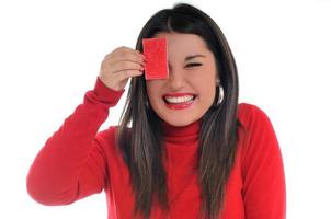 Woman in red photo