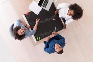 top view of Multiethnic startup business team on meeting photo