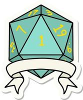 sticker of a natural one d20 dice roll vector