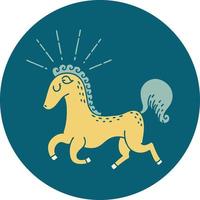 icon of a tattoo style prancing stallion vector