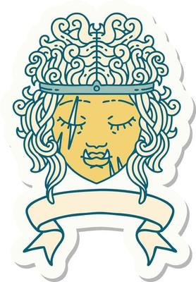 sticker of a orc barbarian character face with banner